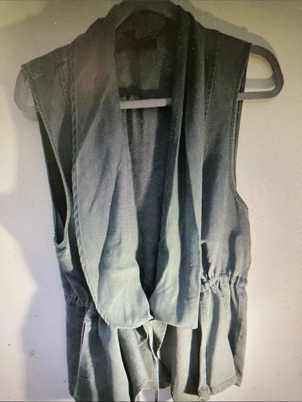 Draped Sleeveless Utility Vest in Gray